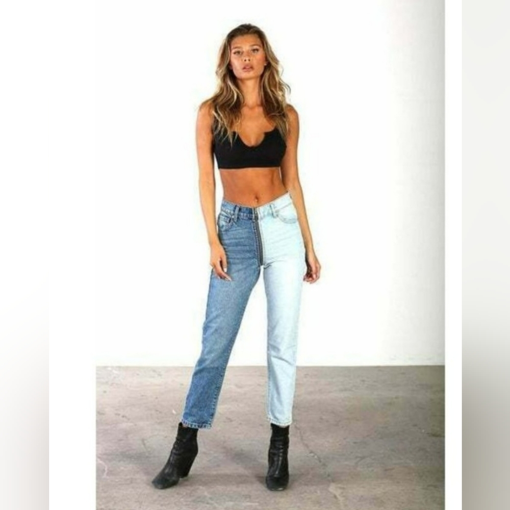Revice Womens Yin Yang Two Toned Split Zipper Jeans 27